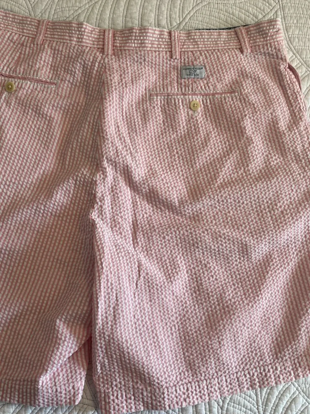 VINEYARD VINES SZ 40 FLAT FRONT COTTON SEERSUCKER SHORTS